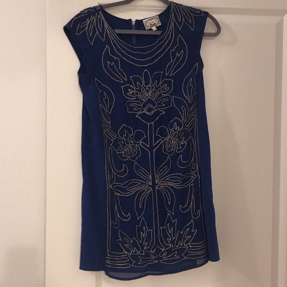 Yoana Baraschi Blue Sheath Dress with Sequins